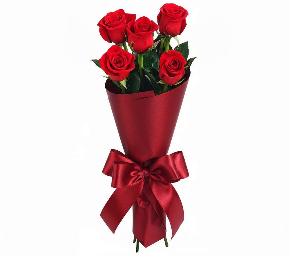 Букет 5 Красных роз Эдлесс Лав в Кожве