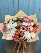 Букет цветов из:  Розы, Герберы и Хризантемы в Кожве