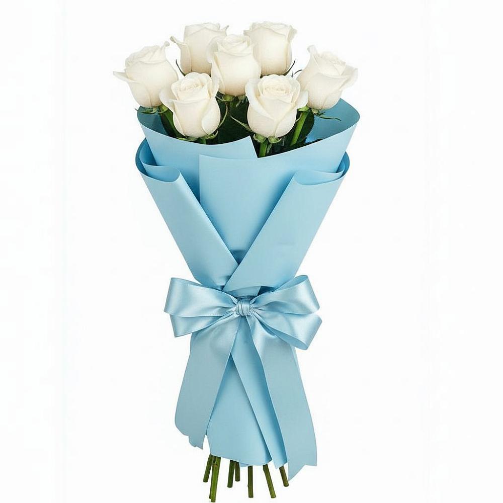 Букет 7 белых роз Проуд в Кожве