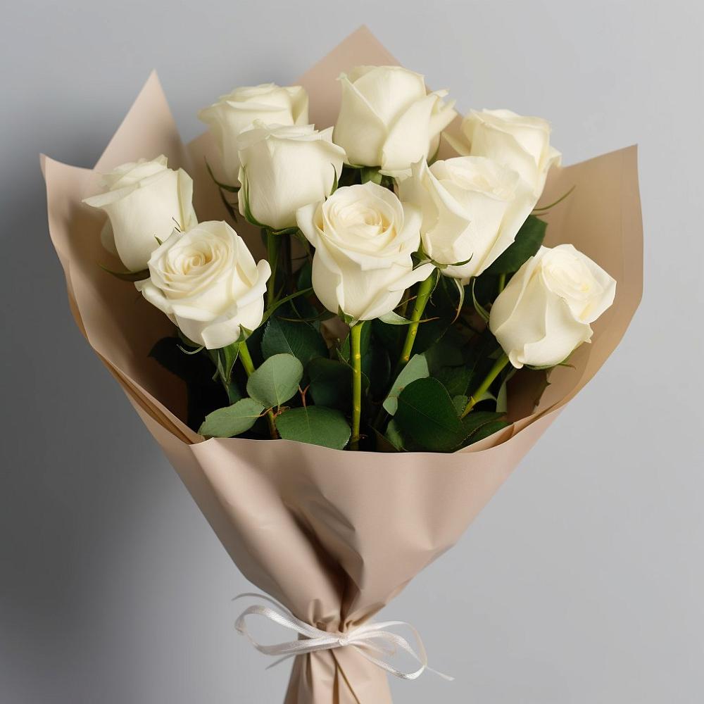Букет 9 Белых роз Эдлесс Лав в Кожве
