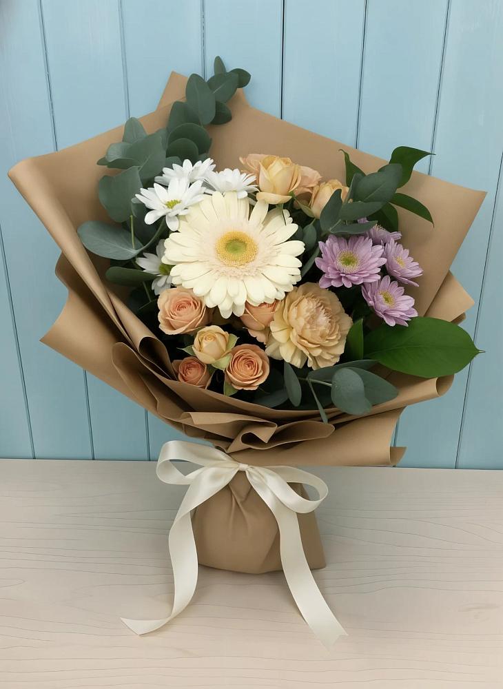 Букет цветов из: Герберы и Хризантемы в Кожве