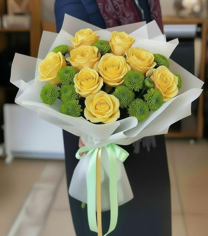 Букет цветов из: Хризантемы и Розы в Кожве