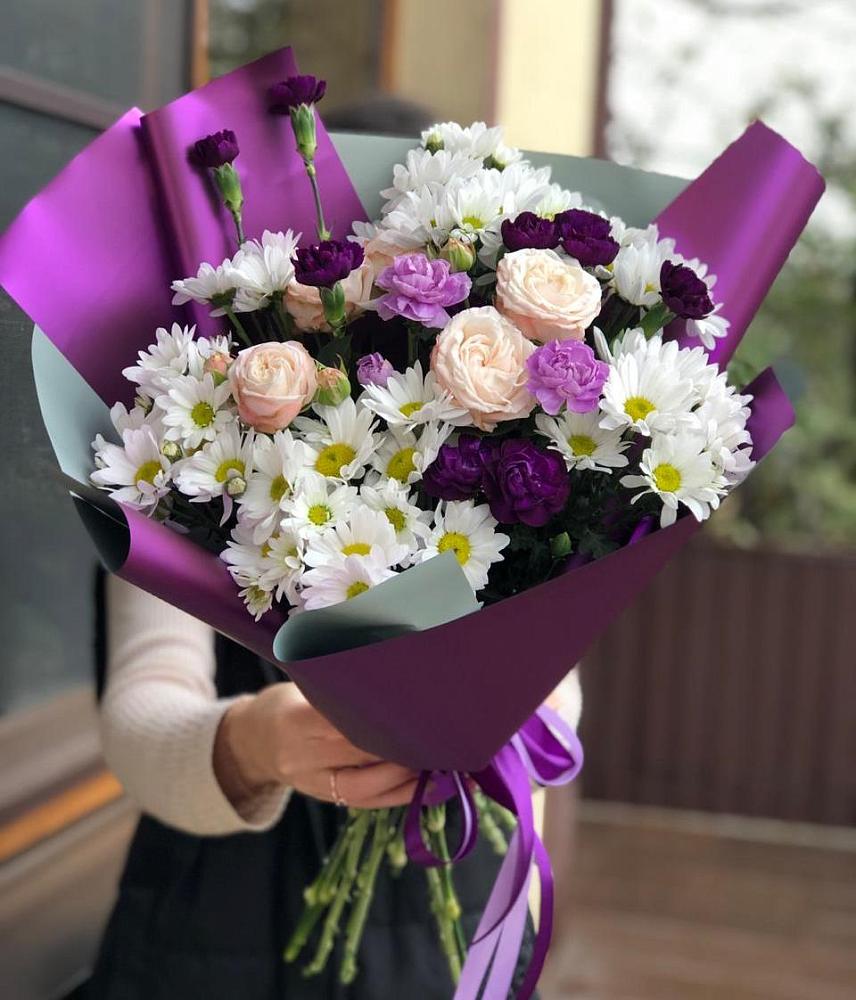 Букет цветов из: Хризантемы, Гвоздики и Розы в Кожве