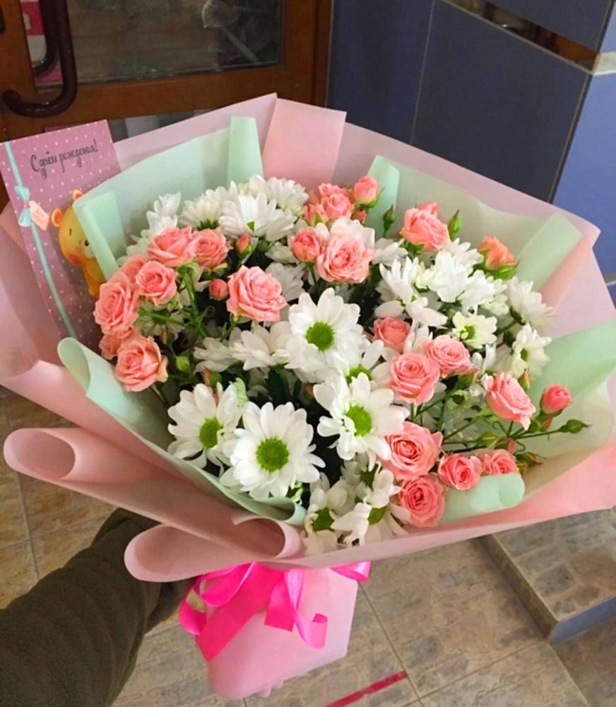 Букет цветов из: Розы и Хризантемы в Кожве