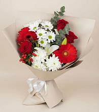 Букет цветов из:  Розы, Хризантемы, Герберы и Лилии в Кожве