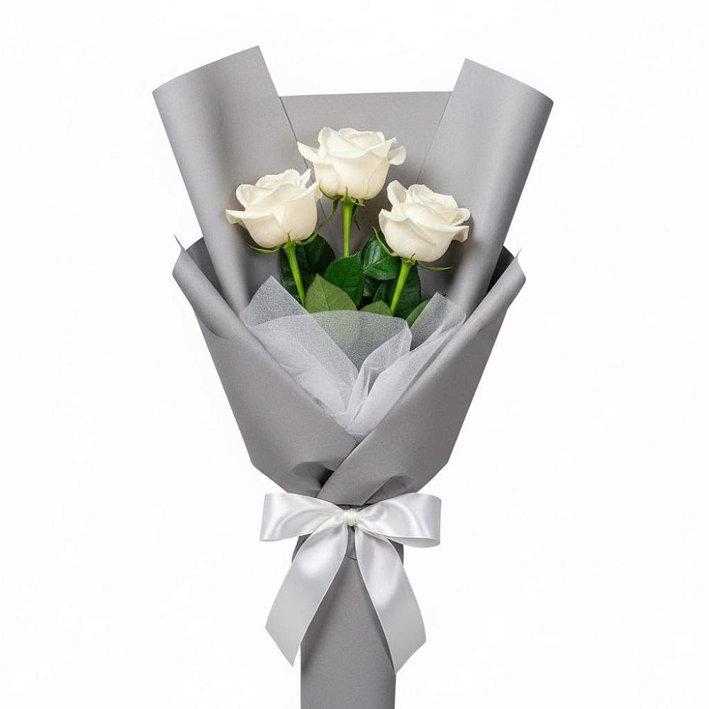 Букет 3 белые розы в Кожве