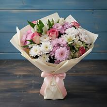 Букет цветов из:  Хризантемы, Альстромерии и Розы #REPLACE_PRED# Кожве