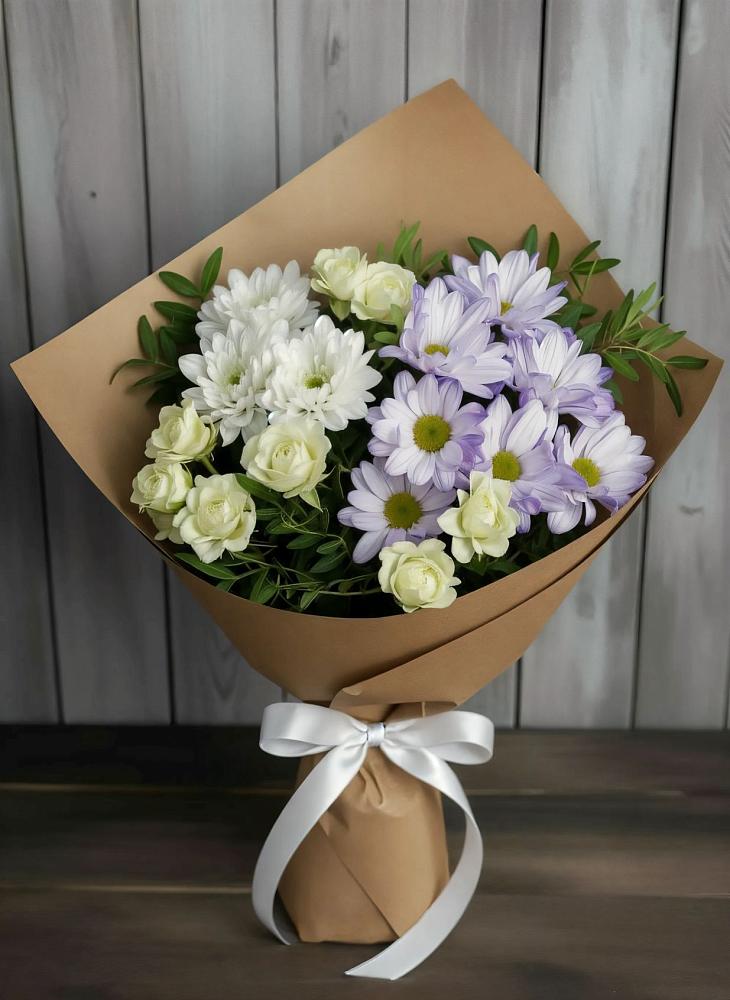 Букет цветов из: Хризантемы и Розы в Кожве